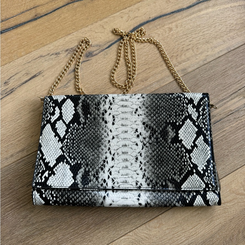 Faux snakeskin clutch